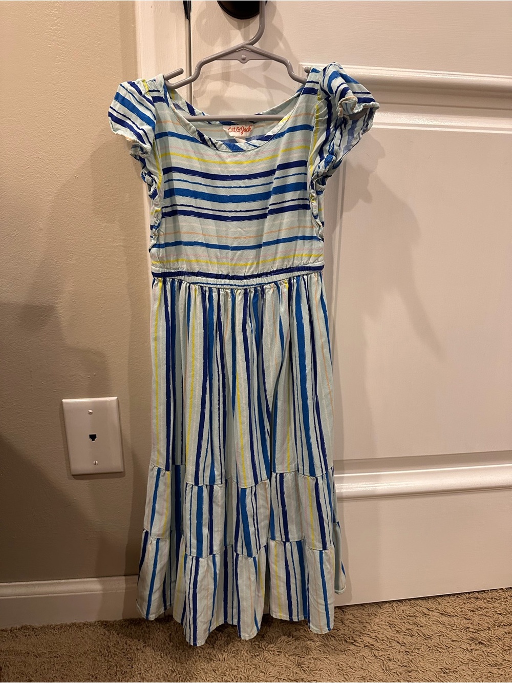 Cat & Jack Blue, Yellow & White Striped Girls' Tiered Dress